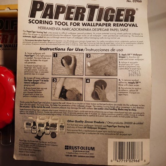 Zinsser DIF Paper Tiger Wallpaper Removal Tool #02966 - Set of 2 - Picture 3 of 7